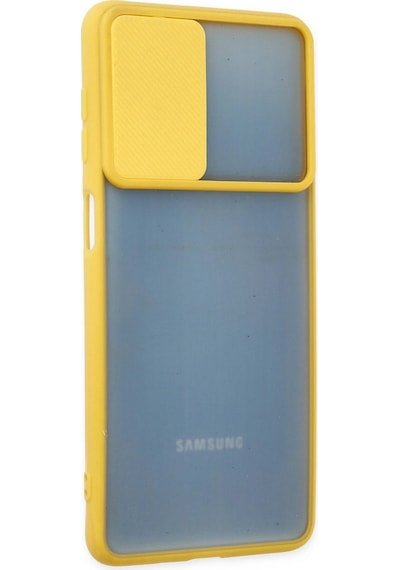 Cosmotex Newface Samsung Galaxy Uyumlu  M52 5g Kılıf Palm Buzlu Kamera Sürgülü Silikon - Sarı