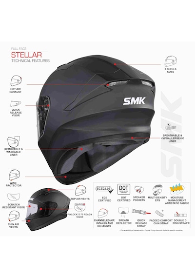 Smk Stellar Faro Kapalı Kask Gri - Siyah