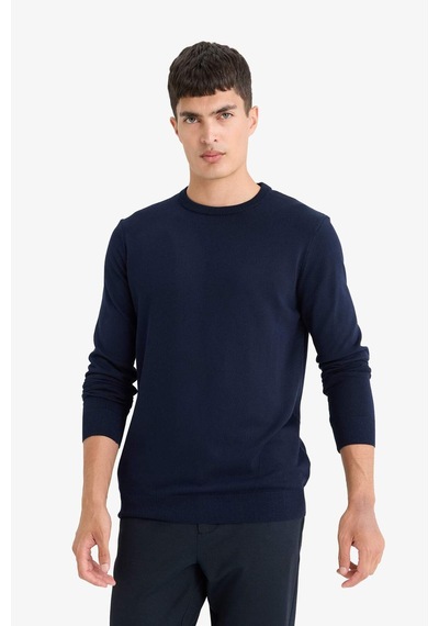 Defacto Regular Fit Bisiklet Yaka Basic Düz Premium Triko Kazak A5268ax25aunv64 Lacivert