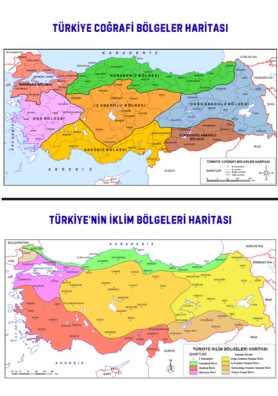 Laminasyonlu Türkiye Harita Seti Fiziki İller Bölgeler İklim 1