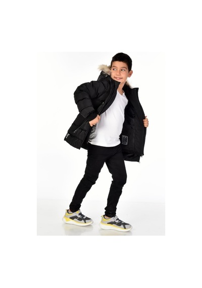Benitto Kids Natürel Kürklü Erkek Çocuk Mont 51248-siyah Siyah