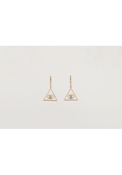 18k Rose Gold Plated Trieye Drop Küpe Gold