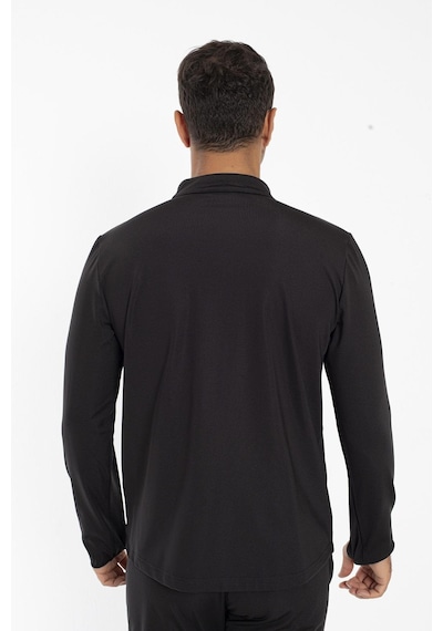 Erkek Dalgıç Parmaklıklı Spor Sweat Siyah