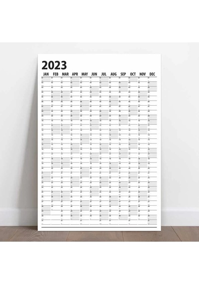 2026 Yıllık Planlayıcı Duvar Takvim Siyah Yearly Wall Planner