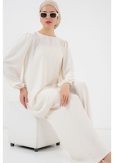 Bigdart Ayrobin Tunik Pantolon Alt Üst Takım 6712 - Ekru