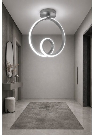 Ovira Led Plafonyer Avize Beyaz Işık Gri