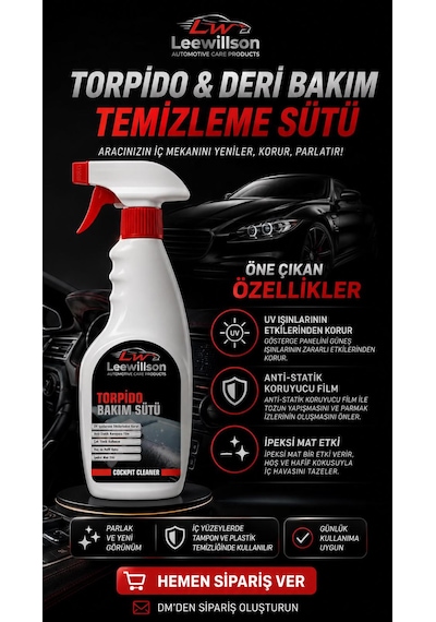 Torpido Temizleyici, Bakımı Ve Koruyucu Süt 500ml - Mat Görünüm, Anti-statik, Uv Korumalı