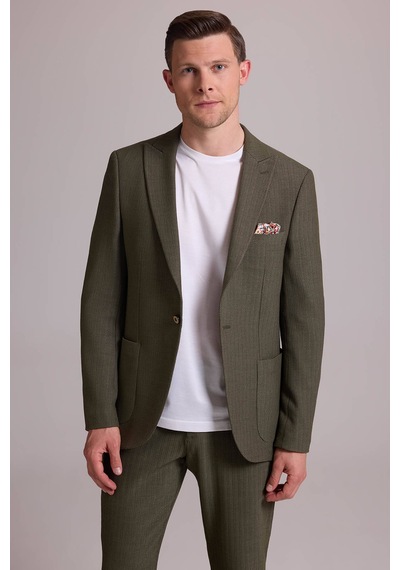 Erkek Yeşil Slim Fit Sivri Yaka Takım Elbise