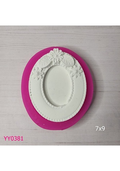 Yy0381 Üstü Üç Çiçekli Elips Çerçeve Silikon Kalıp