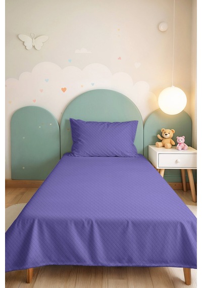 Lila Modern Genç Odası Tek Kişilik Pike Takımı - Kapitone Minimal Mor 160x220 Cm Yatak Örtüsü Sabahçı Güneş Eşiği