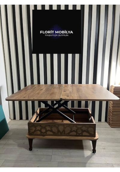 Florit Mobilya Klasik Akıllı Sehpa Tekerlekli 3 Kademeli Sihirli Sehpa