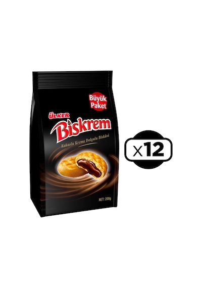 Ülker Biskrem Kakaolu Krema Dolgulu Bisküvi 12 x 200 G