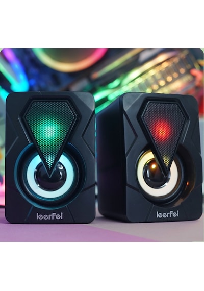 Leerfei Lf-1046 Rgb Led Mini Speaker 2 3 Watt Usb Hoparlör Seti