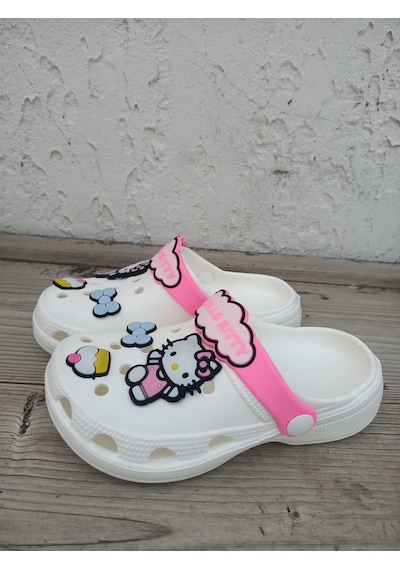 Huzurlu Adımlar Hello Kity Beyaz Çocuk Crocs