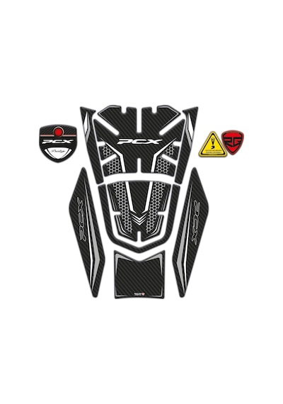 Honda Pcx 125 2021-2023 Uyumlu Tank Pad Karbon Beyaz Redlinegrafik