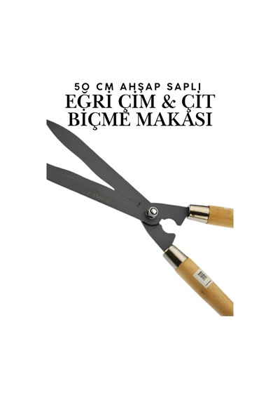 Eğri Çim Budama Makası 50 Cm Keskin Metal Bıçkılı Çalı Ve Çimen Kesme Makası Bahçe Tipi Metal Makas