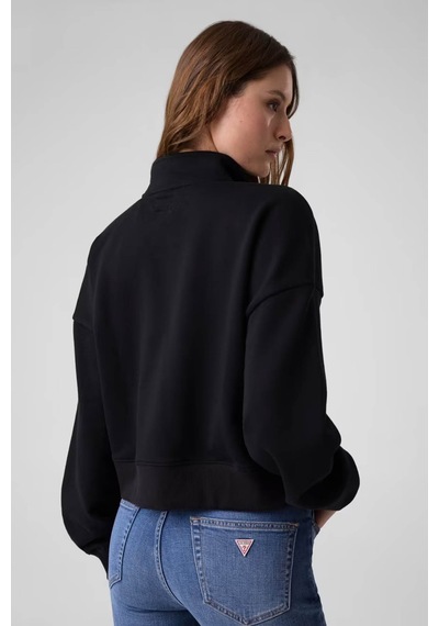 Guess Yarım Fermuarlı Siyah Kadın Sweatshirt W6yq05k3862