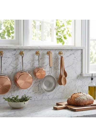 Ahşap Saplı Uzun Kulplu Çelik Kevgir Paslanmaz Metal Süzgeç, Derin Gövdeli, Ergonomik Tasarım, Isıya Dayanıklı, Mutfak Gereci 14 Cm Çok Renkli