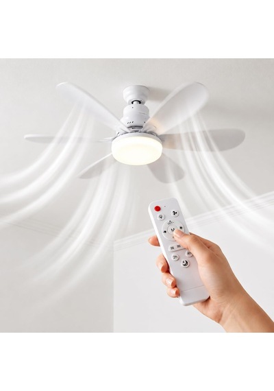 Coverzone 40w Tavan Tipi Fan Uzaktan Kumandalı Led Aydınlatmalı 52 Cm Pervane 3 Kademeli Hız Ayarlı Beyaz Doğal S Diğer