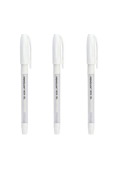 Beyaz Neon Tükenmez Kalem Jel 1.0 Mm, 2 Adet Genel