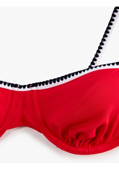 Koton Çıkarılabilir Askılı Kroşe Detaylı Balenli Bikini Üst Kırmızı 6sak10212mm
