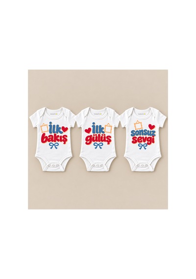 Babylimon İlk Hatıra Üçlü Beyaz Kısa Kollu Bebek Zıbın Seti Beyaz - 930083786 Beyaz