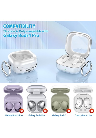 Samsung Galaxy Buds 4 Pro Kılıf Askı Aparatlı Transparan Silikon Şeffaf