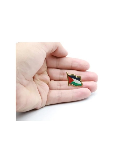 Filistin Bayrağı Kudüs - Palestine Metal Yaka İğnesi Rozet Gümüş 5 Adet Çok Renkli