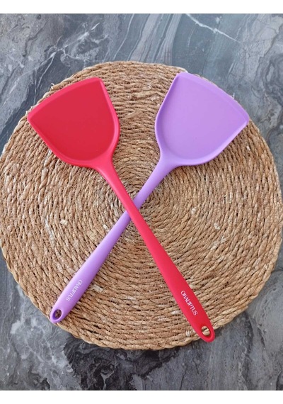 1 Adet Sert Uçlu Ekstra Geniş Ağızlı Silikon Spatula Pembe