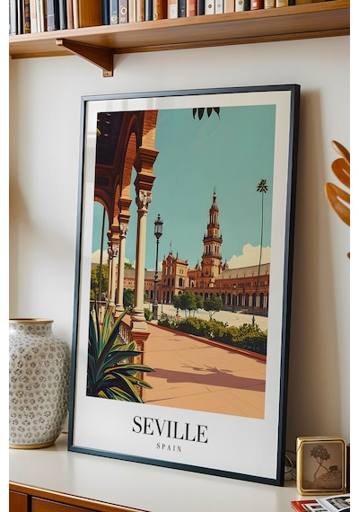Seville Spain Vintage Seyahat Posteri Çerçeveli Tablo - Premium Endülüs Estetiği Elit Duvar Dekoru Siyah Seville Spain Vintage Seyahat Posteri Çerçeveli Tablo - Premium Endülüs Estetiği Elit Duvar Dekoru Siyah