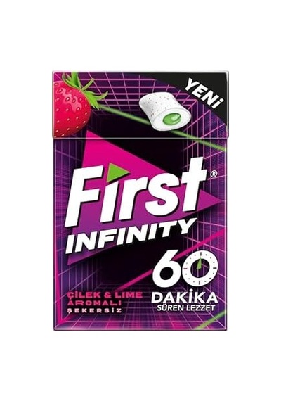 First Infinity 60 Dk Çilek Lime Aromalı Şekersiz Draje Sakız 19,5 Gr