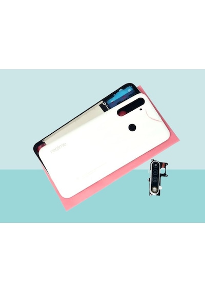 Tkgz - Oppo Realme 6i Full Kasa Arka Kapak Batarya Kapağı - Beyaz Çok Renkli