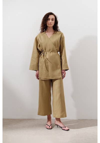 Manuka Keten Kruvaze Kapama Kimono Köri Köri