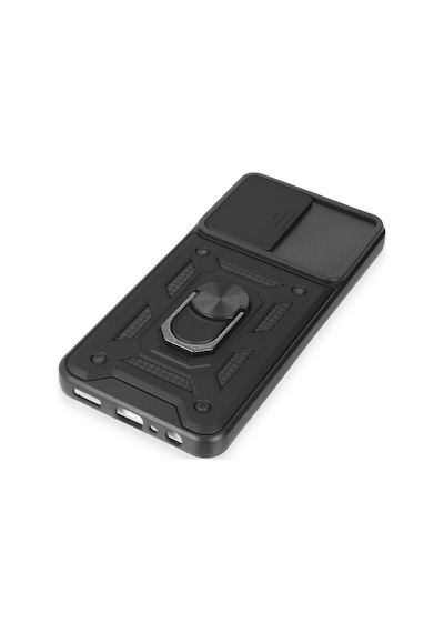 Samsung Galaxy  Uyumlu,  M14 5g Kılıf Pars Lens Yüzüklü Silikon - Siyah