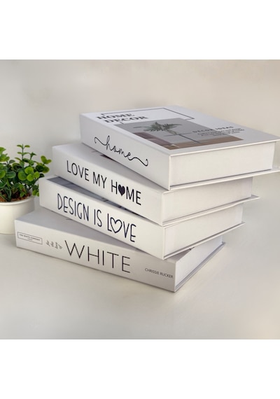 Bakgelal Kitap Görünümlü Dekoratif Saklama Kutusu 4'lü Set