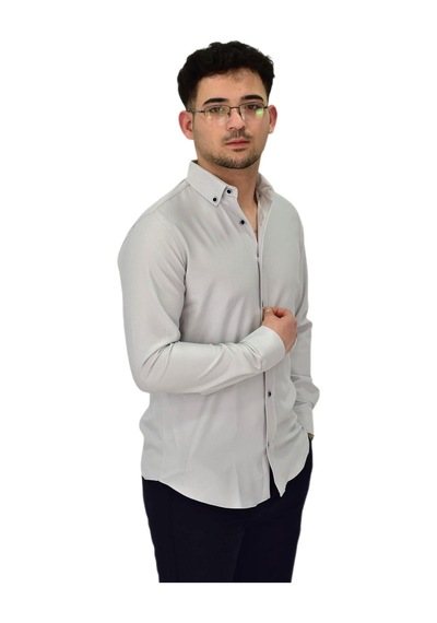 Erkek Likralı Spor Silim Fit Gömlek Bgl-st04326 Gri