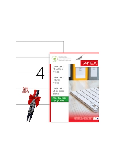 Tanex Tw-2404 210x74 Mm Laser Etiket 100 Tabaka 2'li Asetat Kalem Diğer