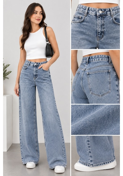 Modanida Kadın Mavi Yüksek Bel Palazzo Baggy Kot Pantolon Wide Leg Bol Paça Jean Kot Pantolon Mavi Mavi Modanida Kadın Mavi Yüksek Bel Palazzo Baggy Kot Pantolon Wide Leg Bol Paça Jean Kot Pantolon Mavi Mavi
