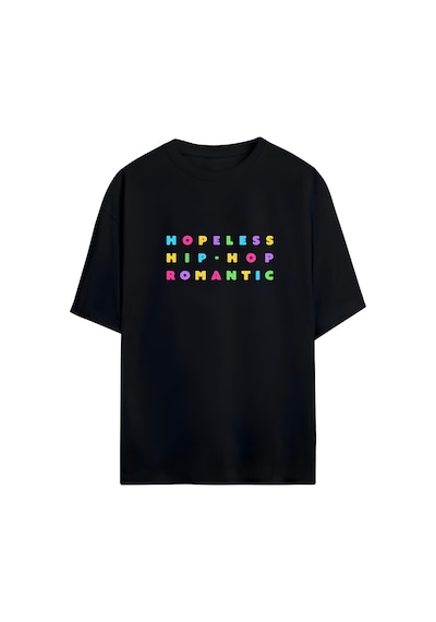 Noıssey Hopeless Hip-hop Romantic Tasarımlı Unisex Oversize T-shirt Siyah