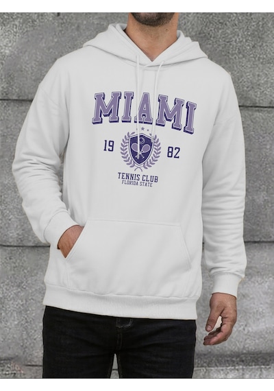Startmore Startmoremiami Florida 1982 Baskı Erkekler Kapüşonlular Sokak Rahat Kapüşonlu Üst Moda Büyük Beden Giy Beyaz