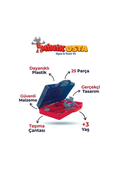 Minik Usta Oyuncak Tamir Seti 25 Parça Çantalı Çocuk Alet Seti Oyna Ve Tamir Et 3 Yaş+ Beyaz