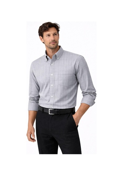 Lugon Klasik Regular Fit Uzun Kol Erkek Gömlek 7613 Gri