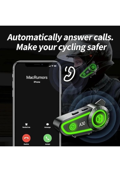 Miaxtreme A30 2x Eşleşmeli Intercom Motor Kurye Kask Bluetooth Kulaklık