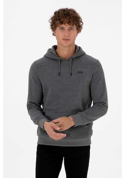 U.S. Polo Assn. Erkek Regular Fit Kapüşonlu Şardonlu Antrasit Melanj Basic Sweatshirt 50315582-VR081