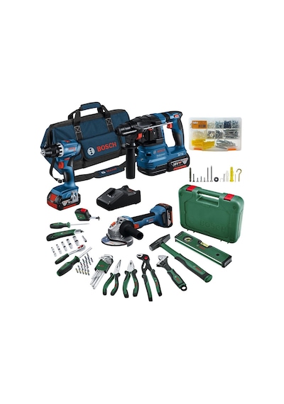 Bosch Professional GSR 18V-45 + GWS 18V-8 + GBH 18V-22 3x4.0AH Akülü Kombo Kit + 52 Parça El Aleti Seti + Toko Hobi-2 502 Parça Çok Amaçlı Set