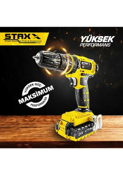 Staxx Power STX1069 24V 5Ah Li-ion Çift Akülü Darbeli Matkap Vidalama + 24 Parça Uç
