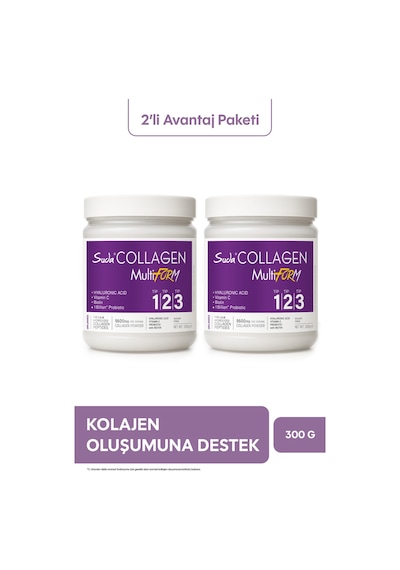 Suda Collagen Multiform Hidrolize Kolajen, Vitamin C,biotin,hyaluronik Asit,saç,tırnak,cilt Aromasız 300g X2 Adet