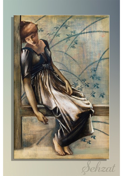 Duvar Tablosu Dikey Kanvas Tekli Salon Yatak Odası Ofis Sir Edward Burne-jones Bahçe Avlusu