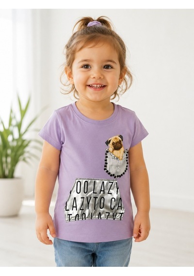 Stsahra Kız Çocuk Mor T-shirt