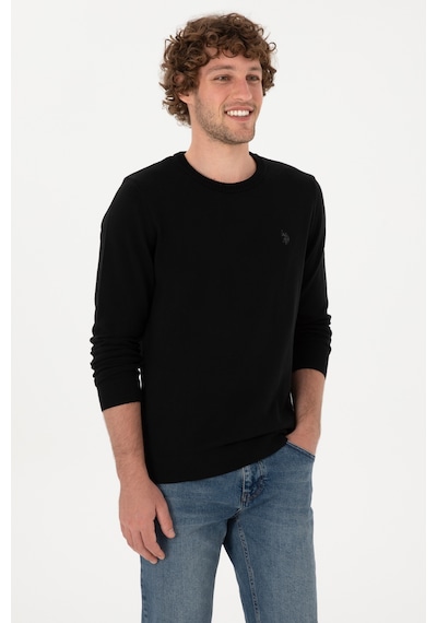 U.S. Polo Assn. Erkek Slim Fit Bisiklet Yaka Siyah Basic Kazak 50313713-VR046